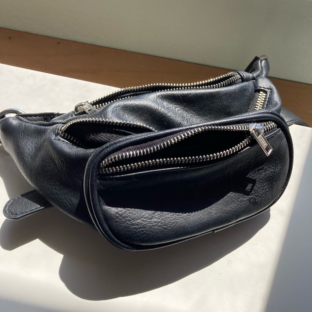 Brandy Melville Black Leather Fanny Pack